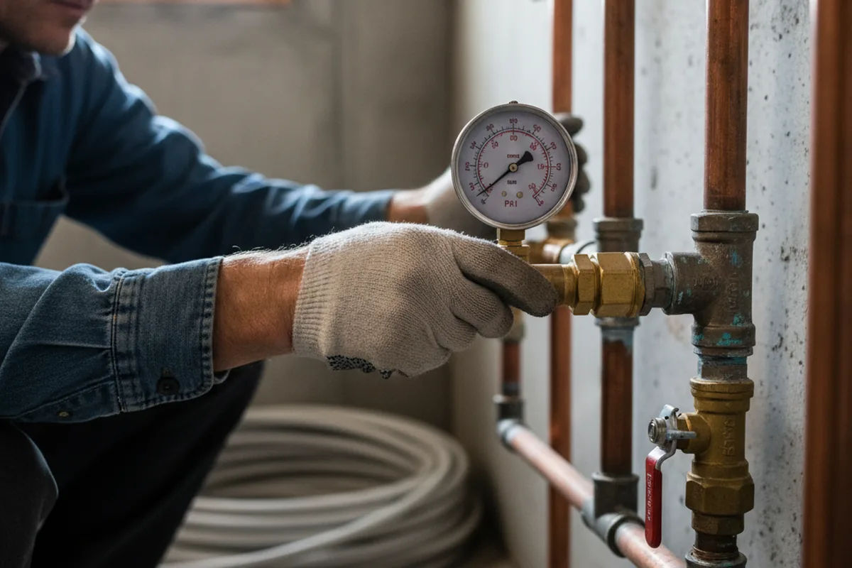 Pressure testing a repaired line during Water Line Repair in Ryan